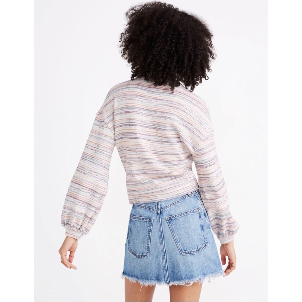 MADEWELL Bubble Sleeve Crop Top in Rainbow Stripe Size XS - Picture 3 of 10